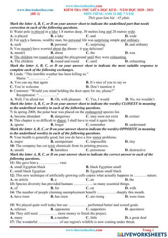 12cb - ôn giữa kỳ 2 - đề 2