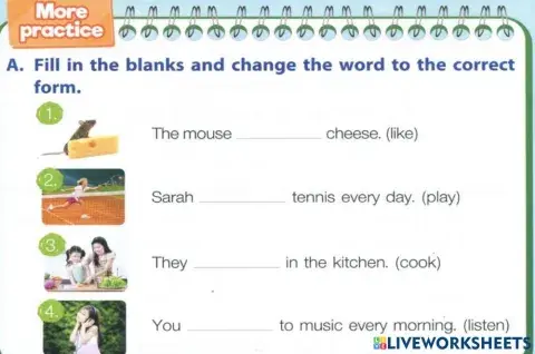 Fill in the blanks and change the word to the correct form.