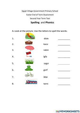 Phonics and Spelling Test