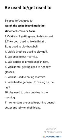 Used to-get used to videotask