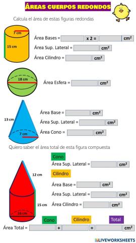 Área de cuerpos redondos