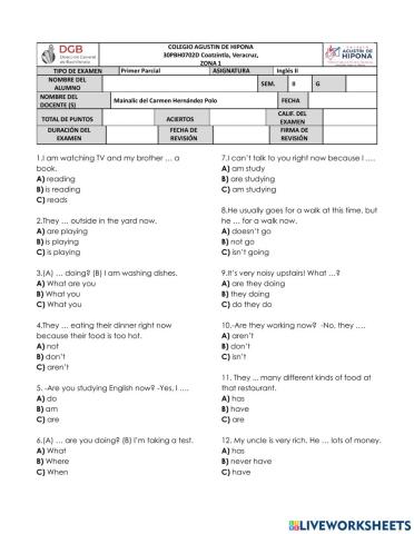 1st Partial Exam Bach