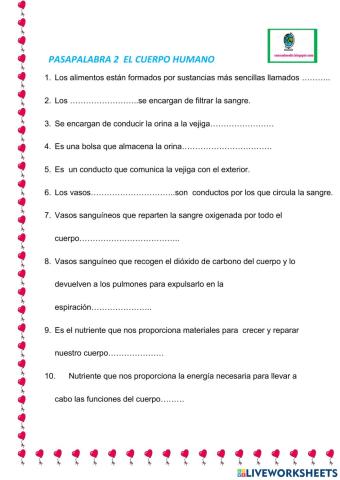 Pasapalabra 2 el cuerpo humano