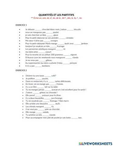 Les quantités et les partitifs