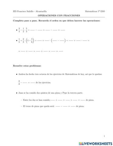 Operaciones con fracciones