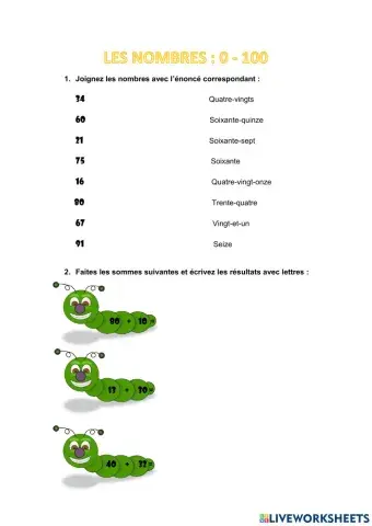 Les nombres en français (1-100)