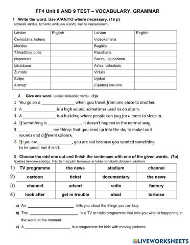FF 4 Unit 8 and 9 Test