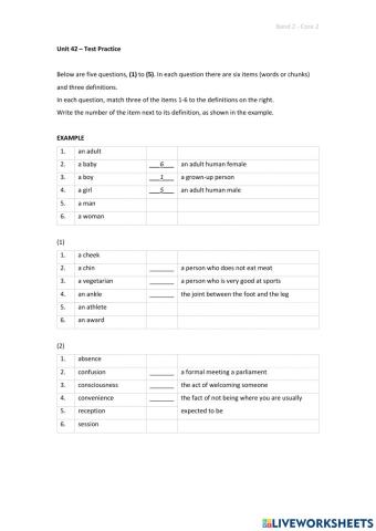 Band 2 (Core 2) - Unit 42 - Test