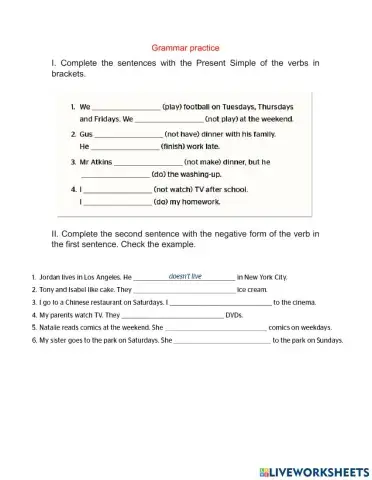 Simple Present negative