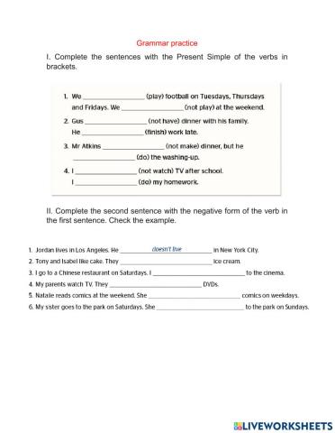 Simple Present negative