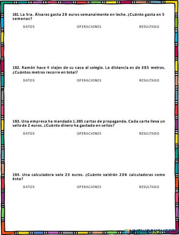 Problemas matemáticos 3º