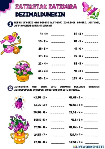 Zenbaki dezimaldunen zatiketak