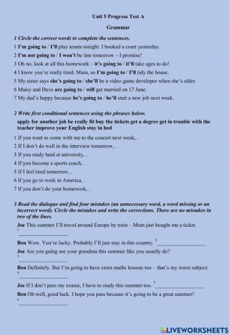 Solutions Pre intermediate Unit 5 Test