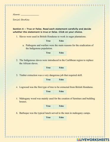 Slavery in the Region (British Honduras)