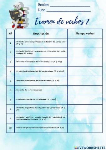 Examen verbos