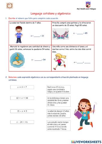 Lenguaje cotidiano y algebraico