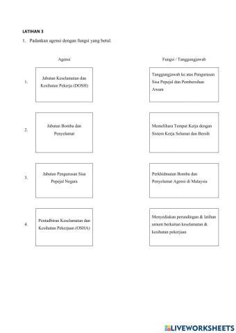 Latihan 3 - Identify Safety, Health and hygiene Practices Requirements