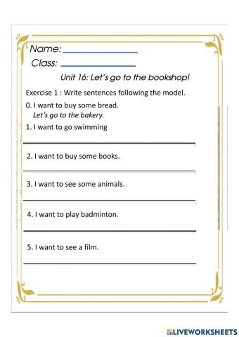English 4 - Unit 16 - LET'S GO TO THE BOOKSHOP!