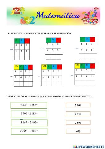 Restas de tres y cuatro digitos