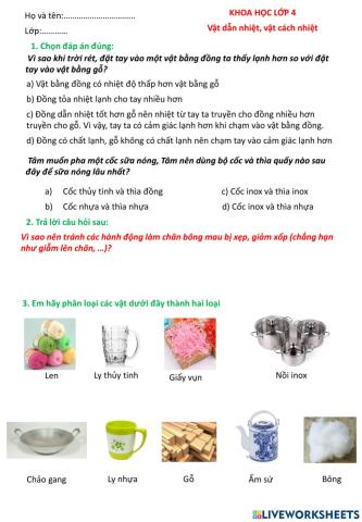 Vật dẫn nhiệt, vật cách nhiệt