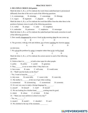 Practice test 9