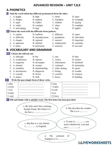 Advanced revision unit 7,8,9