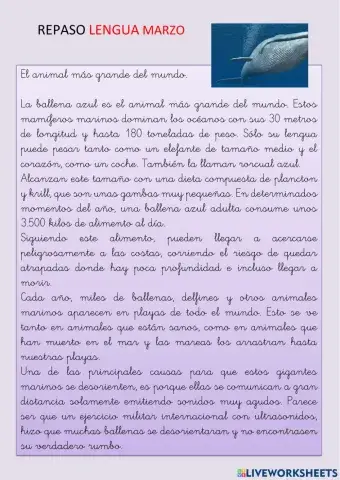 Repaso Lengua mes de marzo