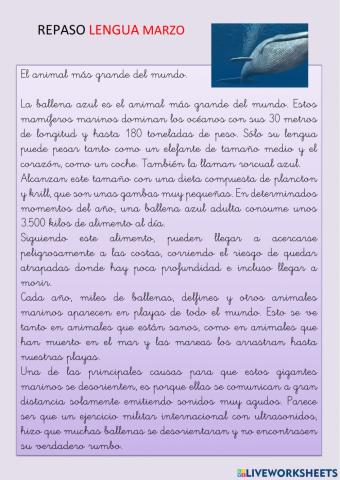 Repaso Lengua mes de marzo