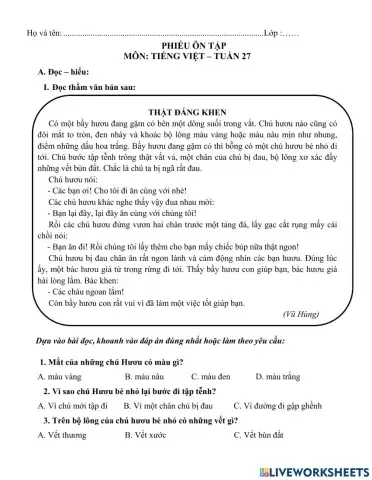 Tiếng Việt 2 - Tuần 27