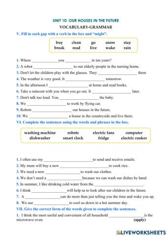 English 6 - unit 10 - VOCABUARY & grammar