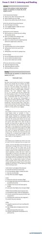 Focus 3.Unit 3. Listening and Reading