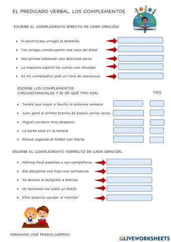 6º lengua tema 10. el predicado verbal. los complementos