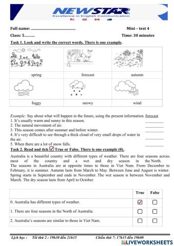 Minitest 4 - level week - grade 5
