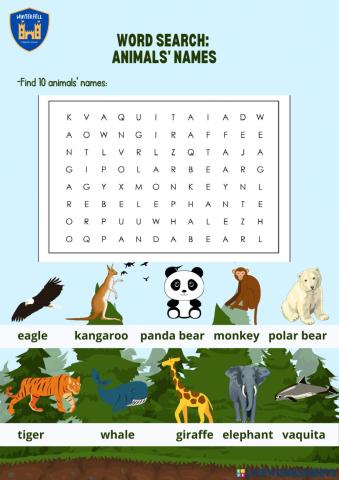 Word search: animals' names