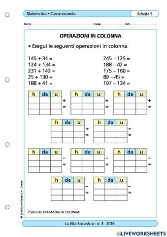 Operazioni in colonna