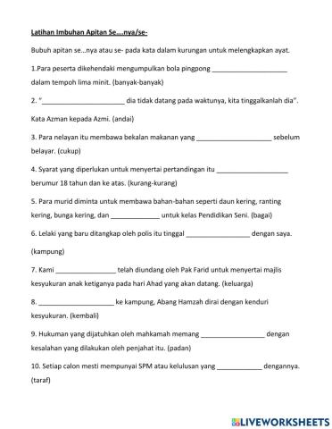 Imbuhan Se atau Se-nya