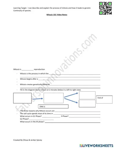 Mitosis 101 Video Notes with Video