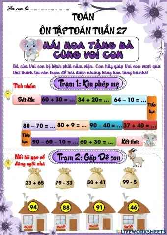 Phiếu ôn toán tuần 27