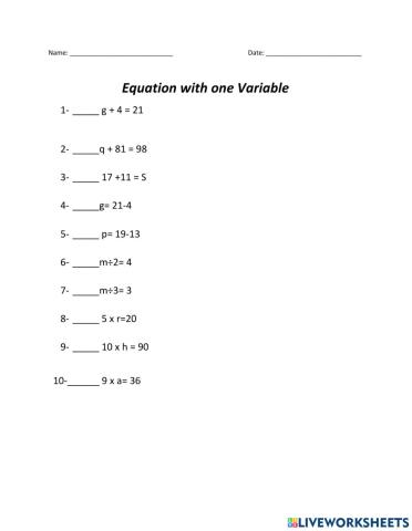 Equation with one Variable