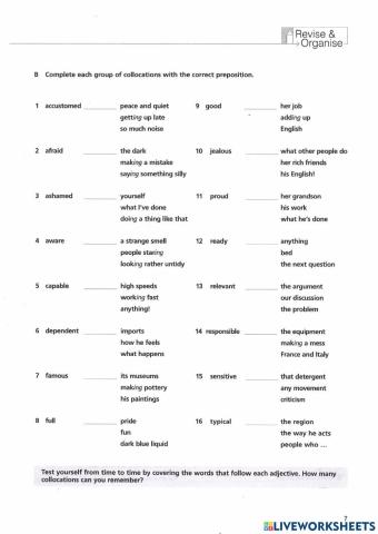 Adjectives + prepositions