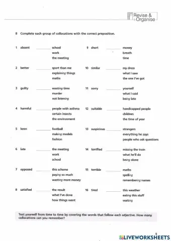 Adjectives and prepositions