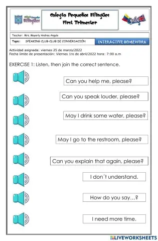 Homework SPEAKING CLUB