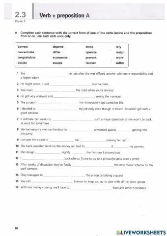 Verbs + prepositions