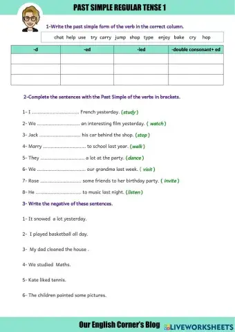Past Simple regular tense 1