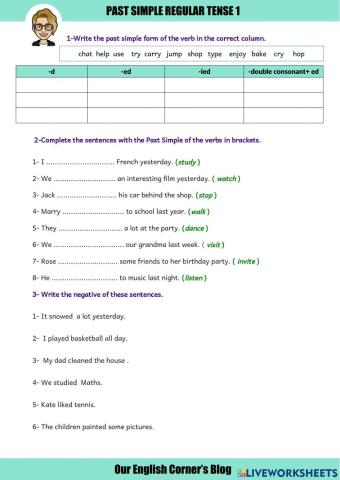 Past Simple regular tense 1