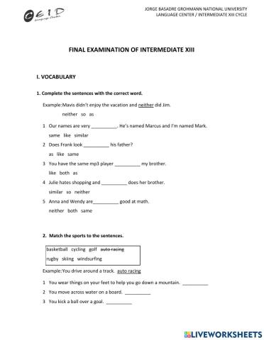 Final Examination XIII