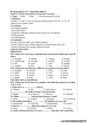 Đề cương giữa kì 2 E7 TB1