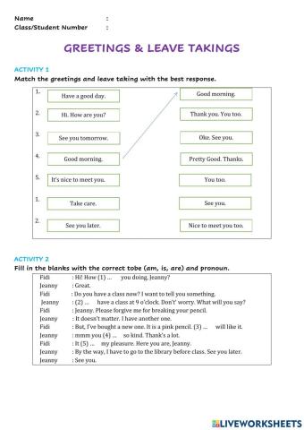 Greetings&Leave Takings