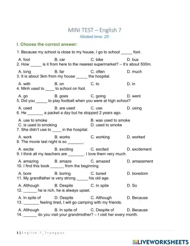 MINI TEST-Mid-term 2nd-E7