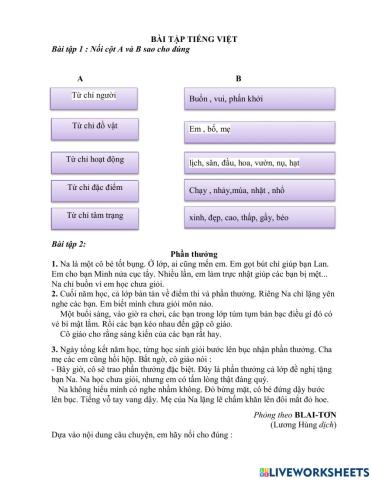 Bài tập nối tiếng việt